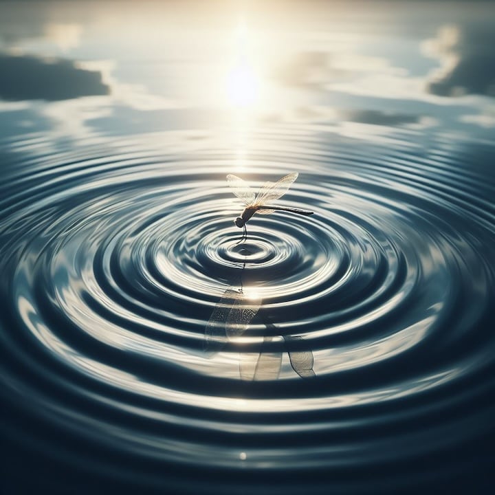 Audio ringing manifests as damped oscillations, comparable to ripples gradually dissipating on the surface of water