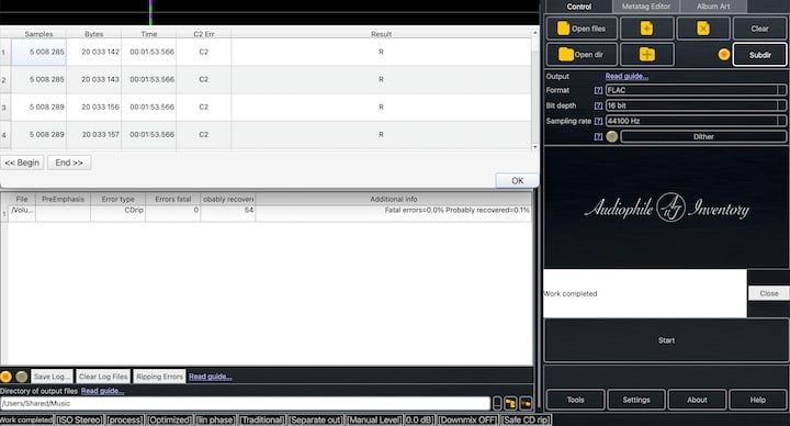 screenshot AuI ConverteR CD ripping error control