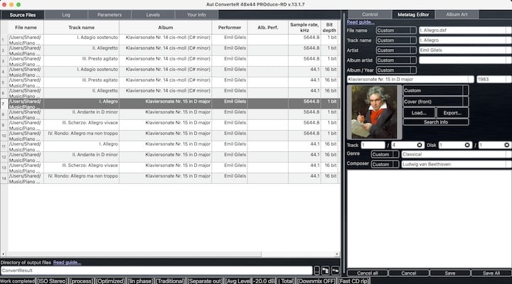 screenshot AuI ConverteR metadata editor