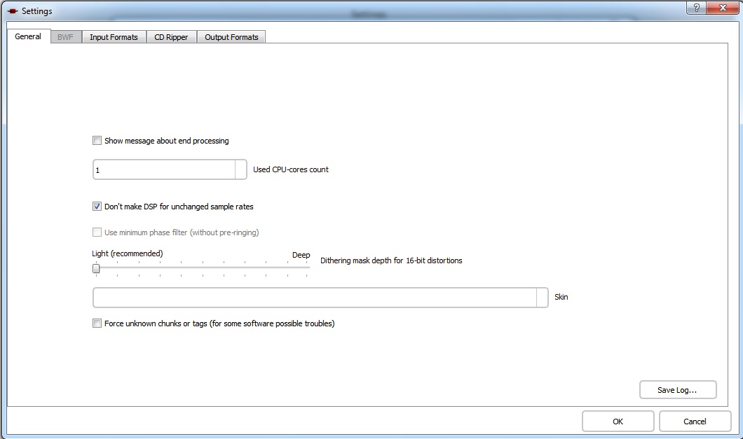 Settings window